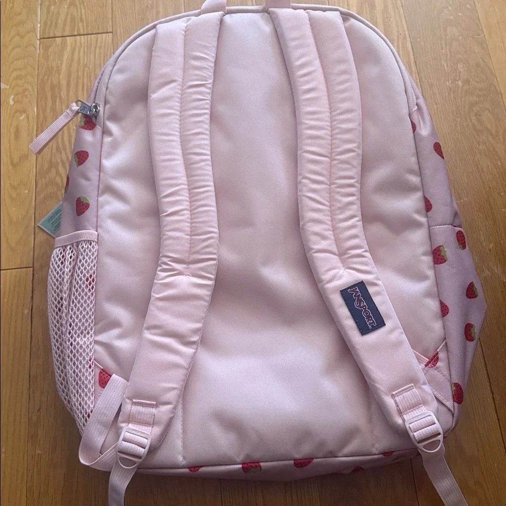 NWT JanSport Kids Backpack with Pink Strawberry Design 15”